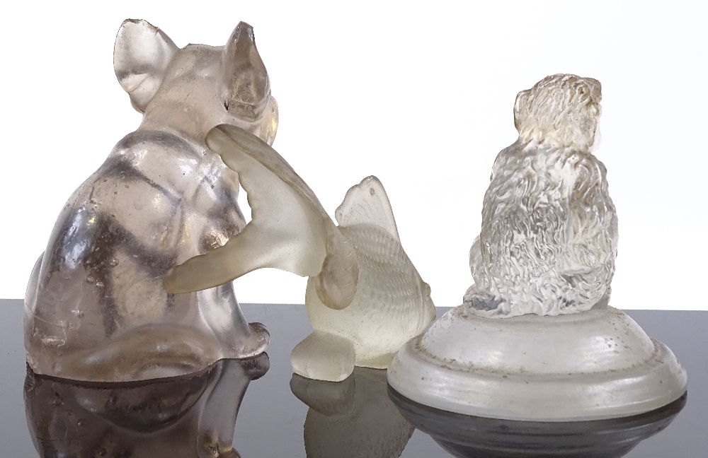 3 early 20th century moulded glass animal and fish sculptures (3) - Image 2 of 3