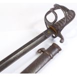 A Royal Artillery dress sword with etched blade, by Jeffries of Liverpool, steel basket hilt with