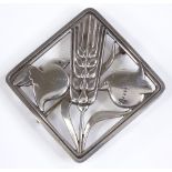 An Arno Malinowski (1899 - 1976) for Georg Jensen, Danish sterling silver brooch, designed as
