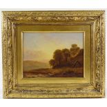 A 19th century oil on canvas, figures near a thatched country cottage, 9" x 12", framed