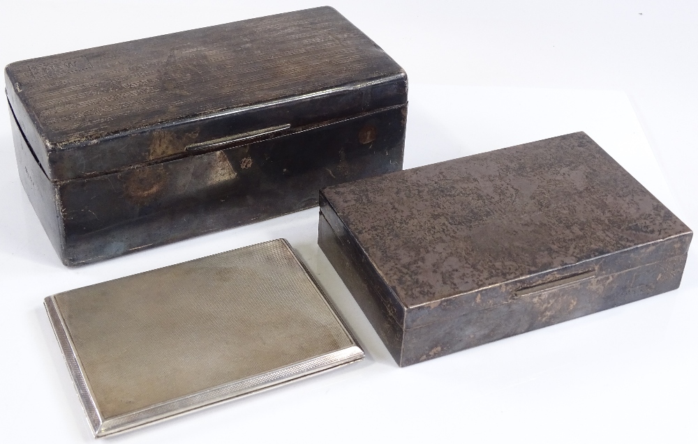 A rectangular engine turned cigarette case, with sliding opening action, by Leighton Brothers, - Image 2 of 3