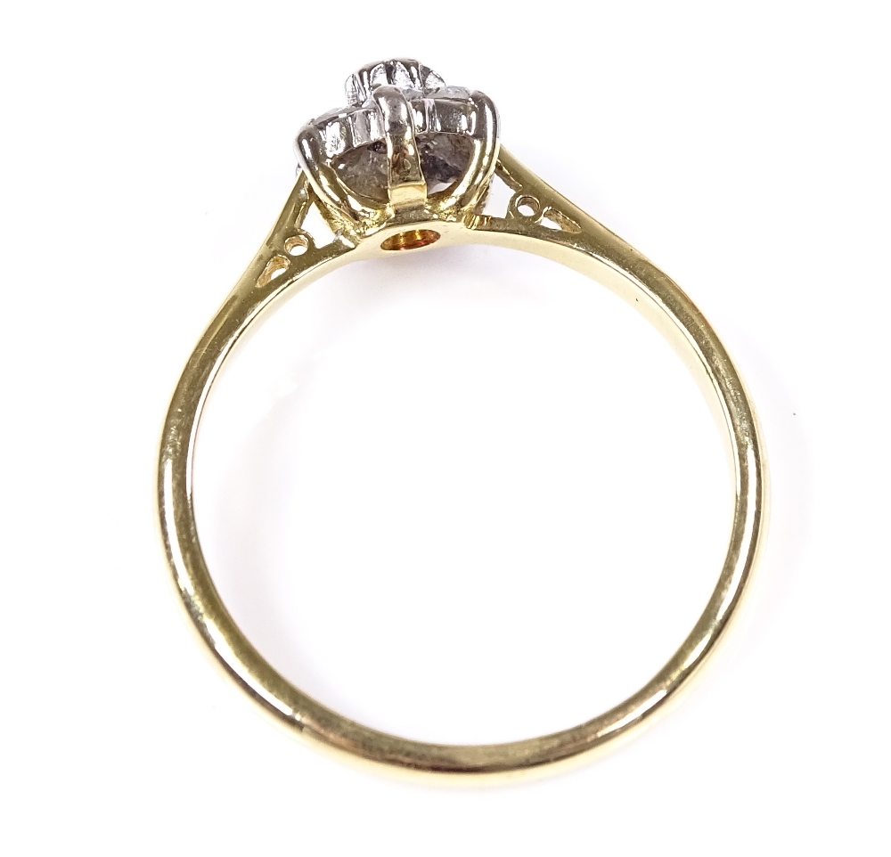 An 18ct gold diamond cluster flowerhead ring, setting height 7.6mm, size N, 2.7g - Image 3 of 4