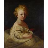 19th century oil on canvas, portrait of a child, unsigned, 30" x 25", framed