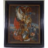18th century oil on canvas, the descent from the cross, unsigned, 32" x 25", framed