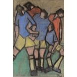 Tommy Steele, coloured pastels, Free Kick, 31" x 21", framed, exhibited at The Tate London