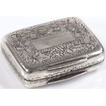 A miniature rectangular silver vinaigrette, with circular pierced grille and floral engraved