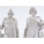 A pair of eneret Parian porcelain Classical standing figures, height 34cm