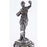 A Spanish silver model monument, depicting a statue of a Classical female figure, height 24.5cm