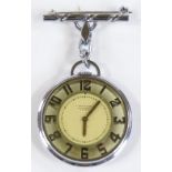 An Art Deco C Bucherer Lucerne open-face top-wind dress fob watch, 15 jewel movement with skeletal