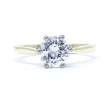 An 18ct gold 1.16ct solitaire diamond ring, in 6 claw setting, diamond measures 6.87mm x 4.02mm,