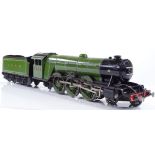 A Bassett Lowke O gauge LNER 462 Felstead steam locomotive and tender, overall length 50cm, good