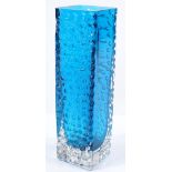 A Whitefriars Nailhead vase by Geoffrey Baxter, in Kingfisher blue, height 20cm