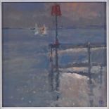 Colin Orchard, oil on board, Rye Harbour winter morning, 10" x 10", framed