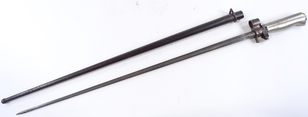 A Continental nickel-hilted spike bayonet, with metal scabbard - Image 3 of 3