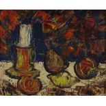 Mid-20th century European School, oil on canvas, still life, table study, 8.5" x 10.5", framed