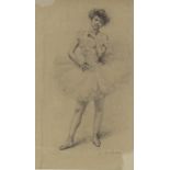 Eduard Crebassa (1822 - 1882), pencil drawing, ballet dancer, 16" x 9", framed