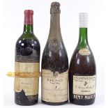A bottle of Vintage Bollinger, a bottle of La Bergerie Baron Philippe de Rothschild Mouton Cadet,