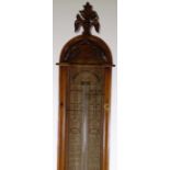 A Victorian carved oak-cased Admiral Fitzroy's barometer, height 1.18m (3'10")