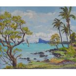 Arthur Marcel Lagresse (1917 - 1999), oil on canvas board, coastal scene in Mauritius, 1963, 20" x