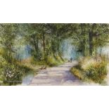 Terry Harrison, watercolour, a country road, 12" x 21", framed