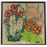 Betty Swanwick, original colour lithograph, floral study, signed in the plate, 24" x 24", framed