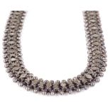 A silver collar necklace, with beaded edge decoration, length 400mm, 32.3g (not original clasp)