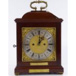 An Edwardian Asprey's of London mahogany-cased bracket clock, with silvered chapter ring, cast-brass