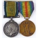 A pair of First War Service medals, awarded to 5337 Pte F Griffith 18th London Regiment