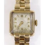 A lady's 9ct gold Rolex Tudor Mechanical wrist watch, 17 ruby movement on 9ct Rolex strap, case