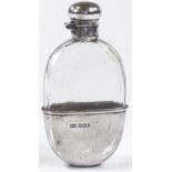 A silver-mounted glass hip flask, with removable drinking cup, by Mappin & Webb, hallmarks Sheffield