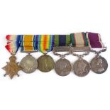A group of 6 India Campaign and First War Service medals, awarded to M-14241 Sgt P L Boxall, Army