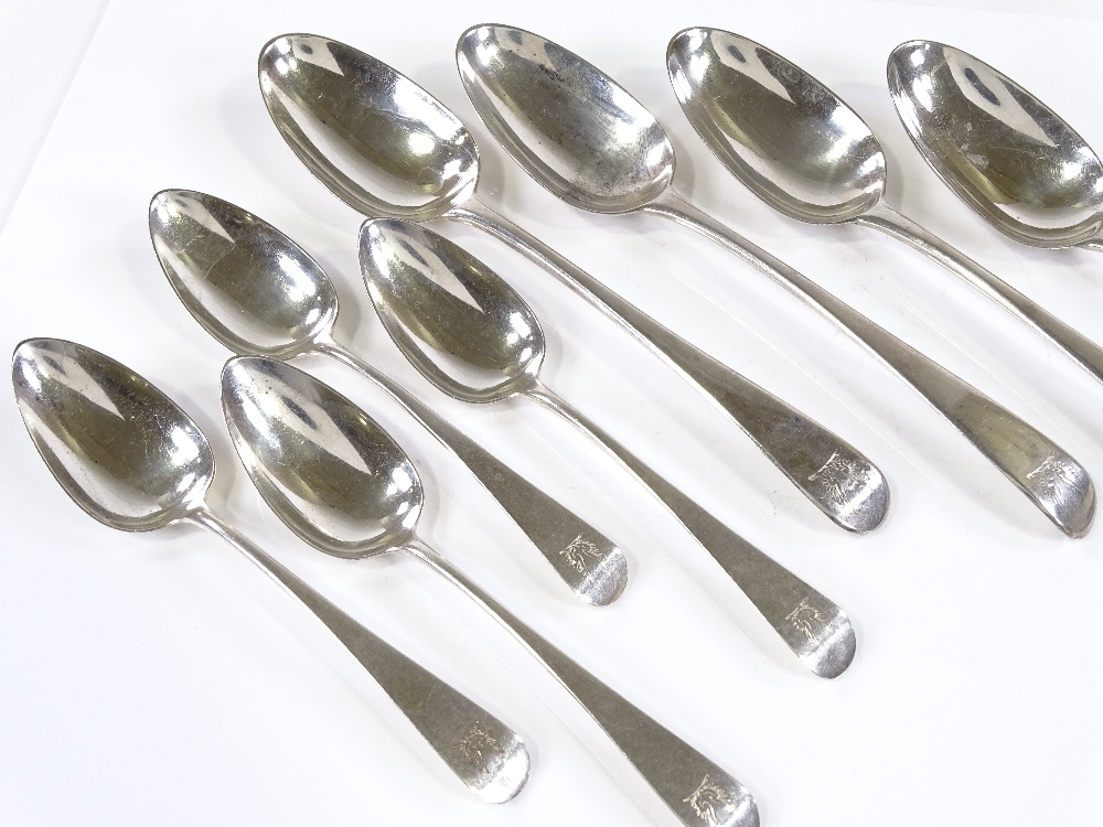 Various George III silver spoons, comprising 4 table spoons by George Smith III, hallmarks London