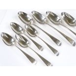 Various George III silver spoons, comprising 4 table spoons by George Smith III, hallmarks London