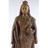 E Geflowski, painted plaster sculpture of Queen Victoria, incised signature dated 1887, height