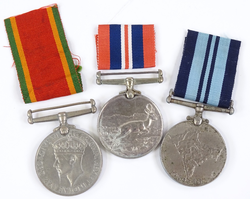 3 Second World War Service medals, South Africa Europe pair to F Pruksch, and 1 India medal (3)