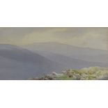 Charles Britton (1870 - 1949), gouache, the hills of Dartmoor, 8" x 15.5", framed