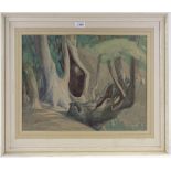 E A Sallis Benney, watercolour, woodland scene, 15" x 19", framed