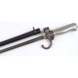 A Continental nickel-hilted spike bayonet, with metal scabbard