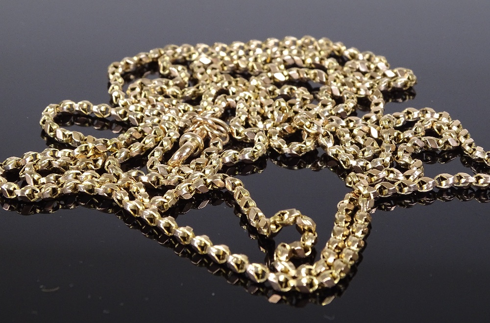 A long 9ct gold fancy link guard chain, with clip, length 800mm, 31.1g - Image 3 of 4