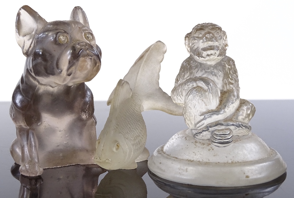 3 early 20th century moulded glass animal and fish sculptures (3) - Image 3 of 3