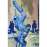 Maureen Connett, 2 prints, the spirit of cricket, signed in pencil, image 8" x 5.5", framed, and the
