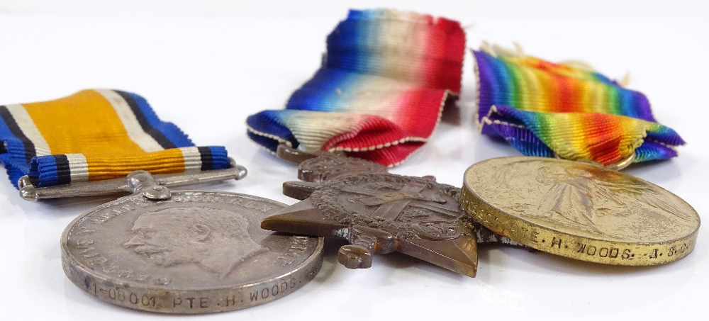 A trio of First War Service medals, awarded to M1-08001 Pte H J Woods ASC - Image 3 of 3