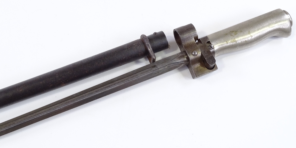 A Continental nickel-hilted spike bayonet, with metal scabbard - Image 2 of 3