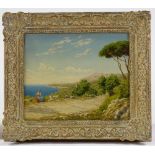 John Mulcaster Carrick (1833 - 1896), oil on board, Italian Coastal scene, 10" x 12", framed