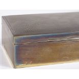 A rectangular silver cigarette box, with engine turned lid, by William Hutton & Sons Ltd,