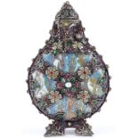 A highly decorative silver filigree enamel and jewel set urn and cover, circa 1900, possibly