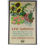 An original Kew Gardens Station Underground railway poster, designed by Betty Swanwick, published