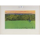 Tom Hammick (born 1963), colour screen print, walking on the Downs, 2004, no. 19/50, plate size 9" x