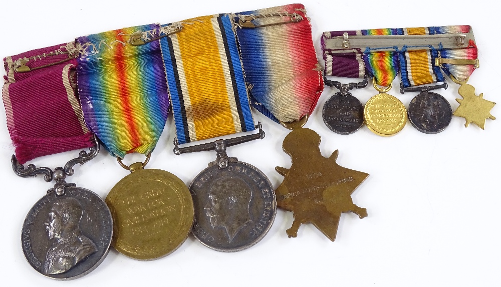 A group of 4 First War Service medals, awarded to 13714 Sapr A Ford-Stratford RE, with miniatures - Image 3 of 3