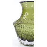 A Whitefriars Textured vase by Geoffrey Baxter, in sage green, circa 1972, height 13.5cm